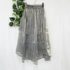 美品✨ イーミー オーガンジー フレア スカート グレー シルバー 光沢 上品のサムネイル