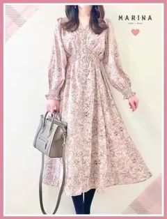 トッコ♡飾りくるみ釦付きシャーリングフラワープリントワンピース♡スナイデル