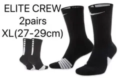 新品　ナイキ　XL(27-29cm)バスケット　エリート　クルーソックス　黒2足