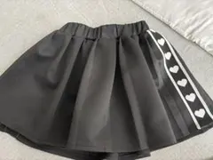 ハート柄ライン入り プリーツキュロットスカート ブラック