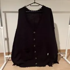 【完売品】Perushu ダメージルーズニットカーディガン ブラックのサムネイル