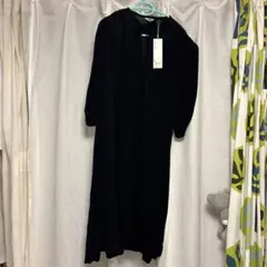 UNIQLO U ブラック ピスコース　ボウタイワンピース　新品タグ付き