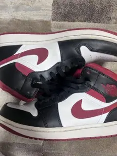 NikeAir Jordan 1 Mid White/Gym Red Black