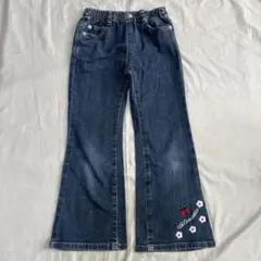さくらんぼ 花 刺繍 デニム ボトムス 長ズボン 120cm 女の子 中古服