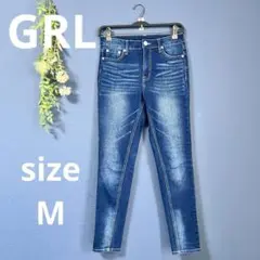 GRL【M】デニムジーンズ　スキニー　インディゴブルー