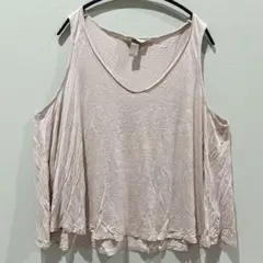H&M+ 【2XL】ビスコース Vネック タンクトップ 大きいサイズ　ピンク系