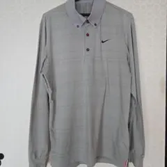 NIKE 長袖ポロシャツ グレー ボタンダウン
