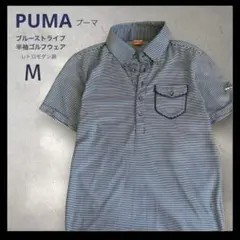 PUMA　プーマ　ゴルフ　ポロシャツ　半袖　ゴルフウェア　ボーダー　総柄