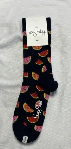 ハッピーソックス ネイビー スイカ 夏 足新品 タグ付き36〜40cm