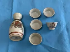 和食器九谷焼酒器徳利お猪口セットとっくりおちょこ昭和レトロアンティーク手描き絵