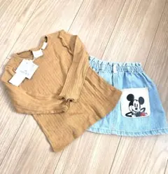 未使用ZARA☆ミッキーマウス デニムスカート　ロンT セット