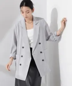 NANO universe 多機能素材ダブルジャケット　ライトグレー　新品未使用