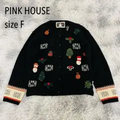 【希少・90s】ピンクハウス クリスマスモチーフ ニットカーディガン ブラックFのサムネイル