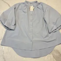 829 Coca コカ　バルーン袖　フレア　ブラウス　水色　ブルー　M