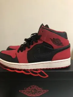 AIR JORDAN 1 MID BLACK GYM RED NIKE
