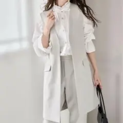 ラナン　ノーカラーロングジレセットアップ　Lサイズ