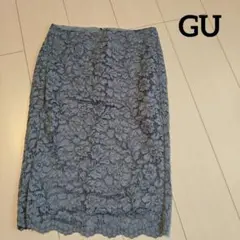 GU レース タイトスカート ひざ丈 ブルー 水色のサムネイル