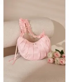 いちご。様専用Darich フリルサテンハンドバッグ ピンク