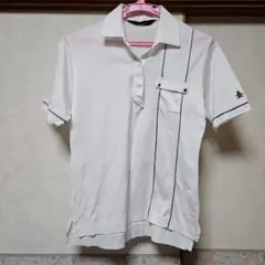 レディース　ホワイトポロシャツ ストライプデザイン　s