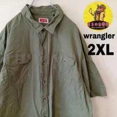 USA古着 wrangler　半袖ボタンシャツ2XL　グリーンのサムネイル