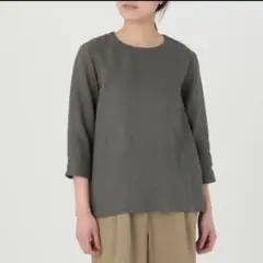 無印良品　フレンチリネン洗いざらし七分袖ブラウス　Ｍサイズ（美品）