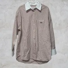 LACOSTE ピンク・ホワイトストライプ 長袖シャツ
