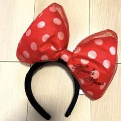 ディズニーカチューシャ　ミニービッグリボン　レッド