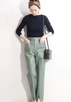 IENA LA BOUCLE 麻/R 前スリットパンツ 34サイズのサムネイル