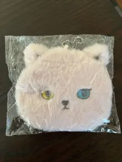ケオラケオラ　もこもこフェイスポーチ　ネコ　ピンク　ガチャガチャ