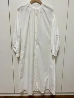 GU バンドカラー長袖シャツワンピース レディースSサイズ オフホワイト