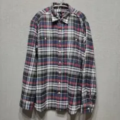 GAP フランネルチェックシャツ XLサイズ ネイビー