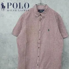 90s ポロ ラルフローレン ギンガムチェック シャツ レッド XXL 古着