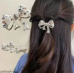 バレッタ ヘアアクセサリー結婚式 パーティなどにも人気！蝶結び 若物おすすめ