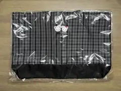 ファミリア　黒　ブラック　トートバッグ　レッスンバッグ　チェック　ナイロン