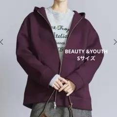 BEAUTY &YOUTH フロントジッパーパーカー WINE Sサイズ