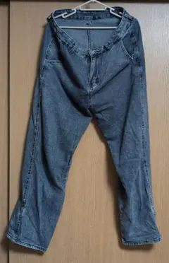 博*様 グレー デニム ワイドレッグパンツ