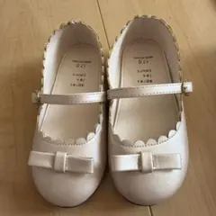 アイボリー リボン付き フォーマルシューズ 17センチ