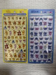 パ*ト様 【正規品】プーさん&スティッチボンボンドロップminiシール2枚セット