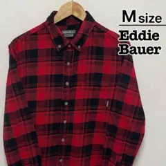 Eddie Bauer　フランネルシャツ　M　レッド　ブラック　チェック柄　古着