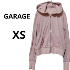 春色 ピンク フルジップパーカー XS クロップド丈 ベロア 羽織り