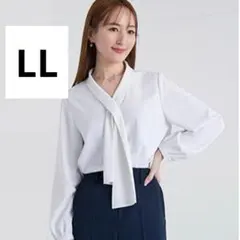 【新品】しまむら×星玲奈 ボウタイブラウス 中白 リボン