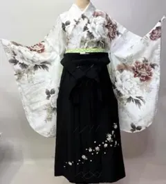 レース着物 バイカラー袴 レースフリル パール 5点セット 新品 卒業式