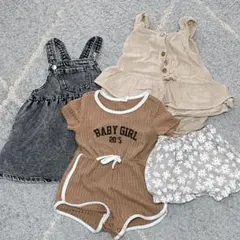 ベビー　女の子　夏服セット　70cm デニムサロペット　セットアップ　パンツ