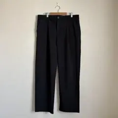 黒 ワイドパンツ ゴムウエスト 前ポケット付き