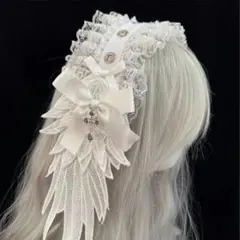 ヘッドドレス 羽 天使 悪魔 コスプレ ハロウィンゴスロリロリータ ホワイト
