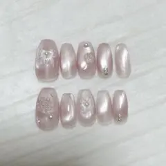 009ネイルチップ　マグネット　春ネイル　ショートバレリーナ　オーダー受付中