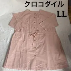 ほぼ新品　クロコダイル　七部チュニック　LL オレンジ　花柄　ゆったりサイズ