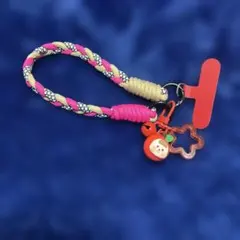 三色ハンドメイドスマホストラップ