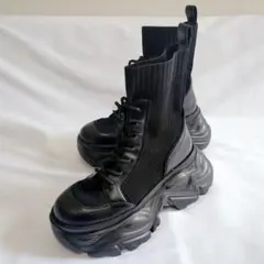 美品★PAGEBOY レースアップソックスブーツ Lサイズ ブラック 厚底