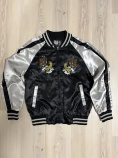 ヒューストン　スカジャン　虎　激レア　スーベニア　刺繍　黒　ブラック　L HOUSTON ヒューストン 虎 刺繍 スカジャン スーベニア ピース